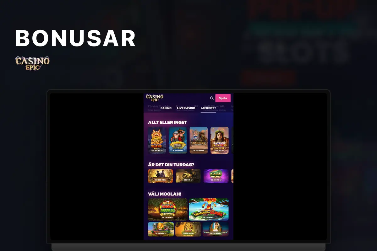 Epic Casino bonusprogram — bonusar och kampanjer